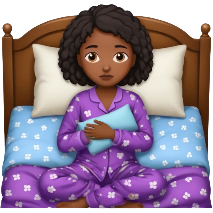 black girl tired in bed emoji