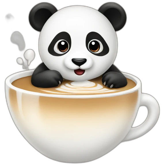 Tiny panda making latte art emoji