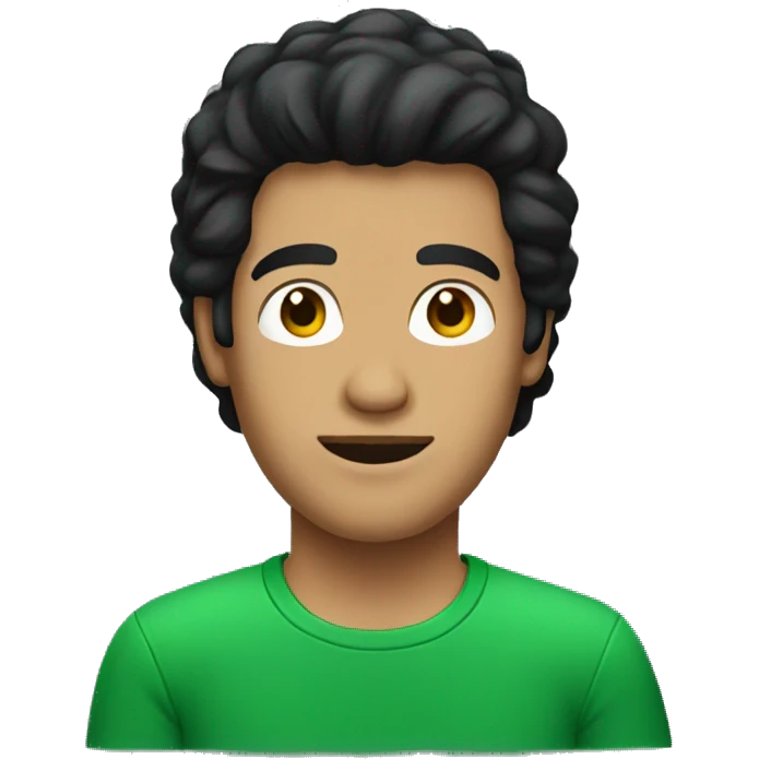 Guy with green t-shirt black hair emoji