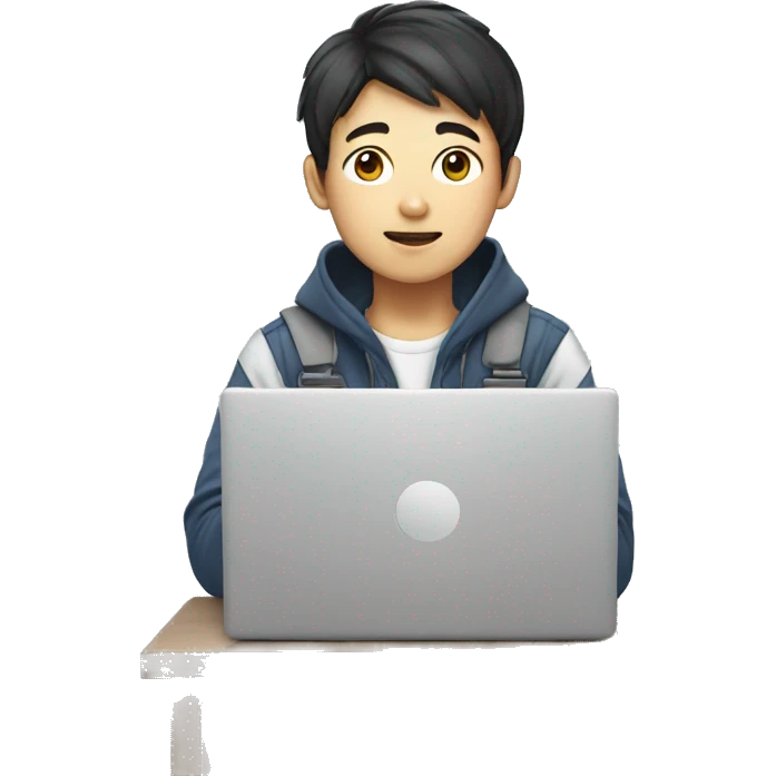 korean boy working in laptop emoji