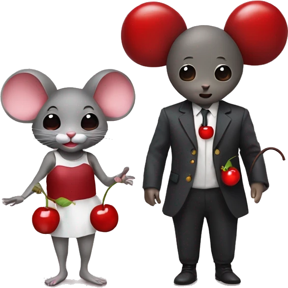 mouse and a person dressed as a cherry together emoji