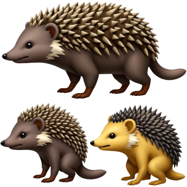 Colorful fantasy-hedgehog-porcupine-echidna-civet-Trick-sergal-fusion-hybrid-animal-creature, full body emoji