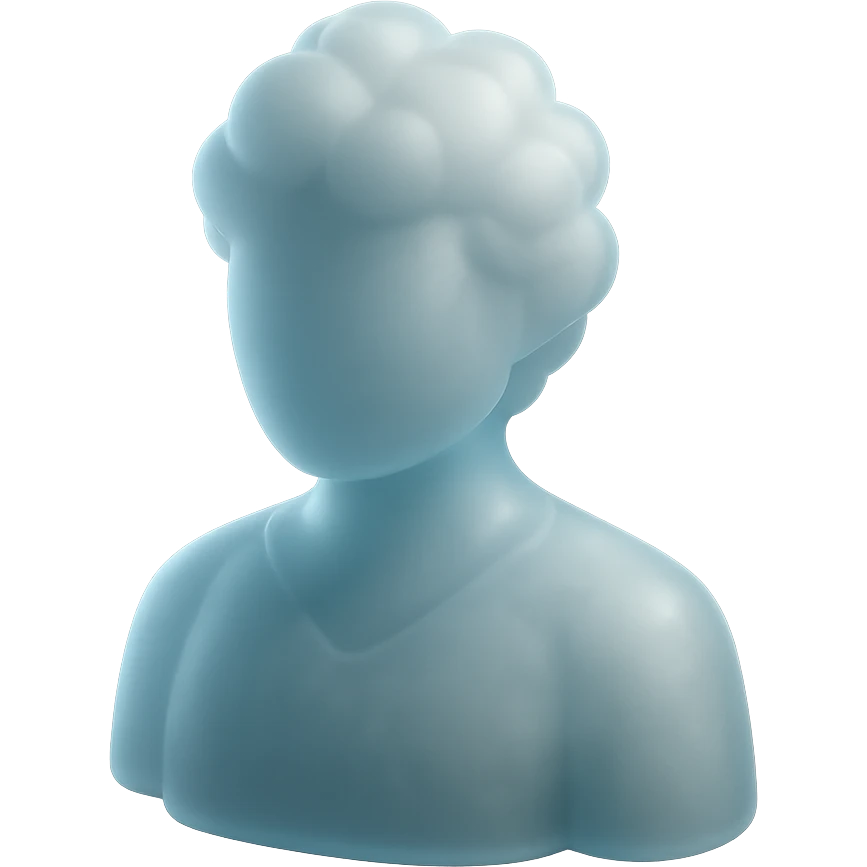 A person from the shoulders up, entirely composed of fluffy, convex white clouds. emoji