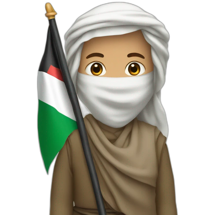 Un musulmans qui tient un drapeau de la Palestine emoji