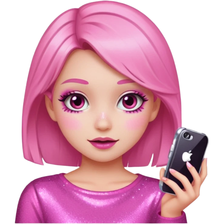 glitter pink girl naughty selfie emoji