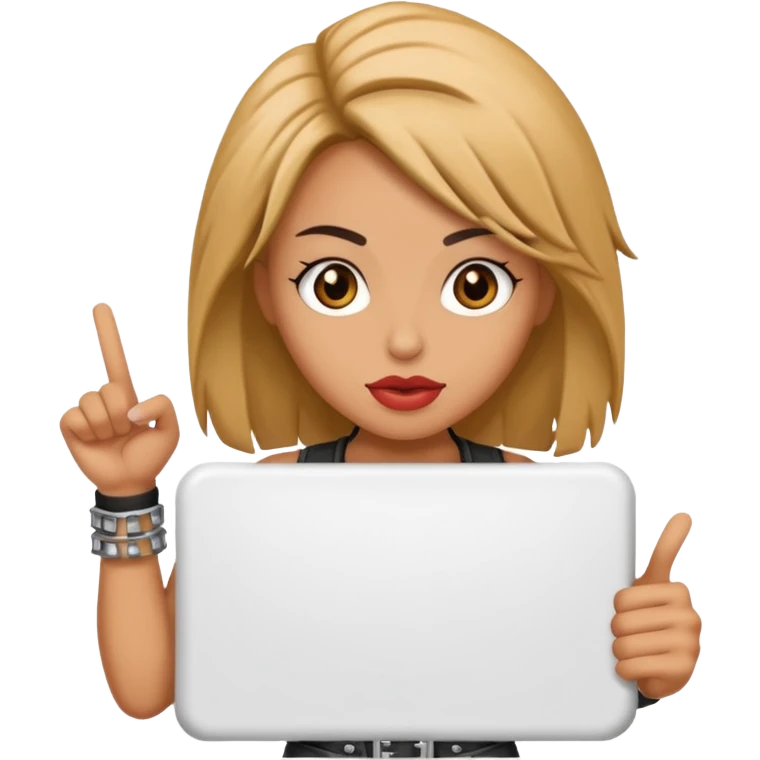 A rocker chick holding a large blank sign emoji