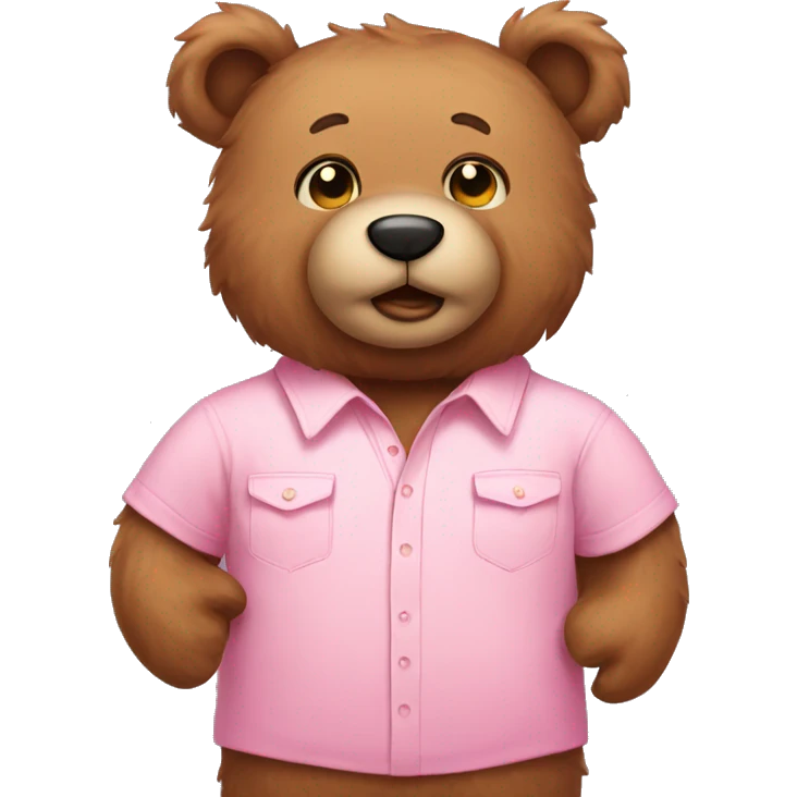 Brown Teddy bear wearing pastel pink shirt emoji