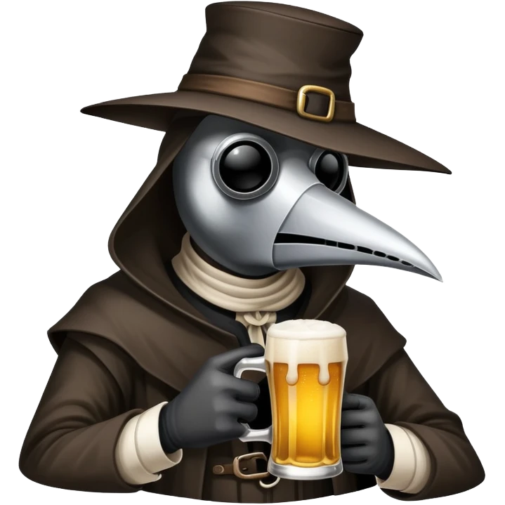 Plague doctor drinks beer emoji