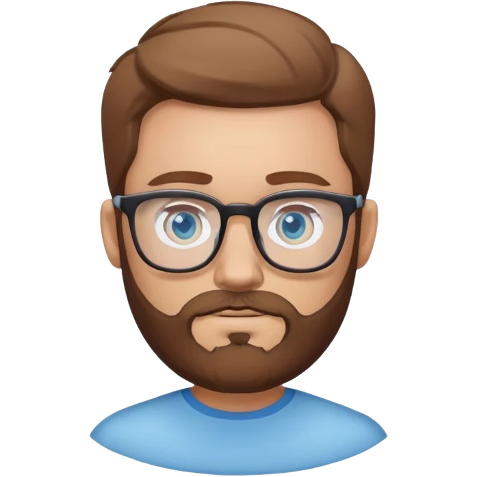 bearded man wearing glasses with light blue eyes brownish hair emoji
