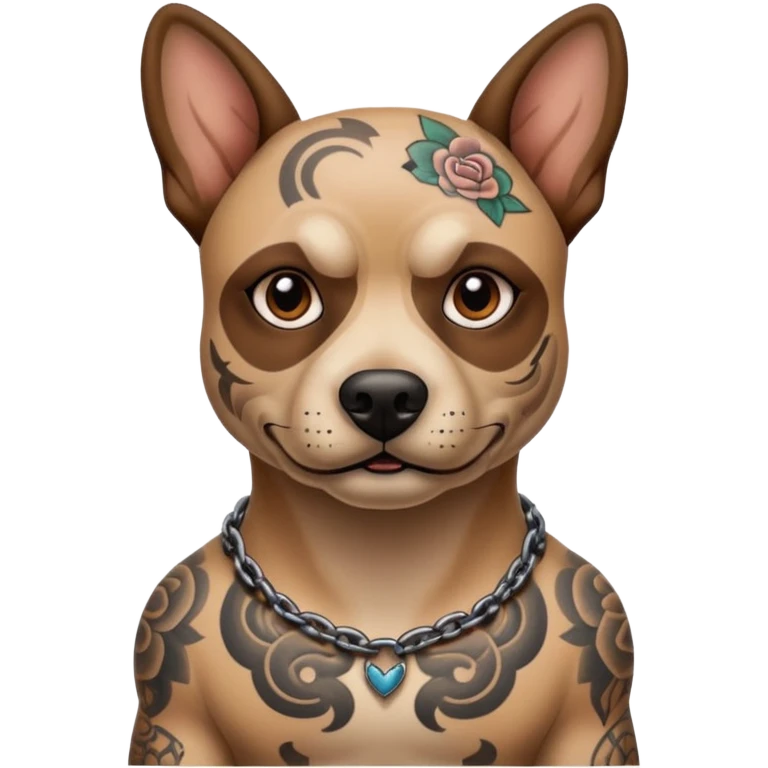 tattooed scary looking dog with heavy face tattoes emoji