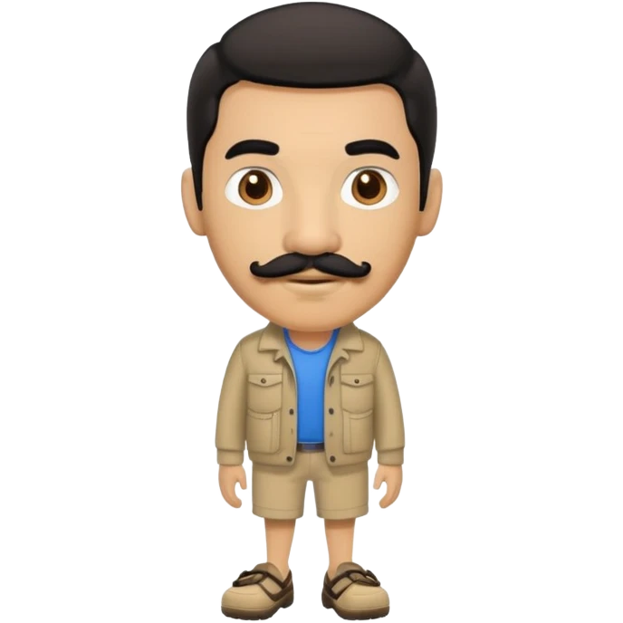 Man in crocs light brown with black hair and mustache  emoji