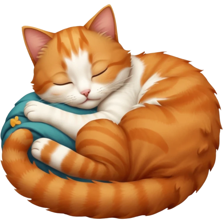 ginger and white small cat sleeping in funny position emoji