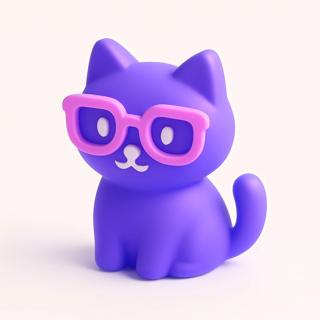 A cat with pink glasses emoji