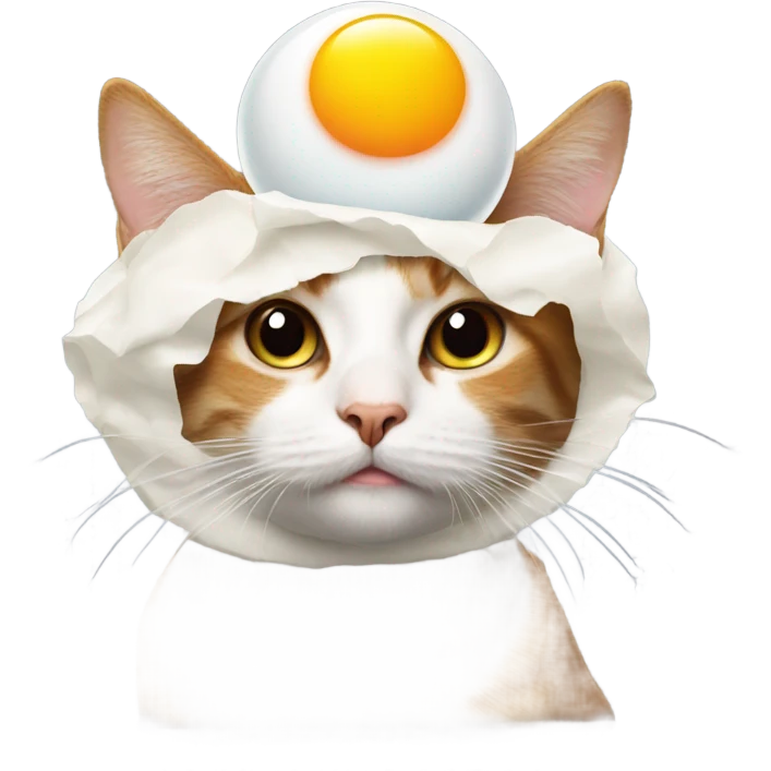 a cat with an fried egg on the head emoji