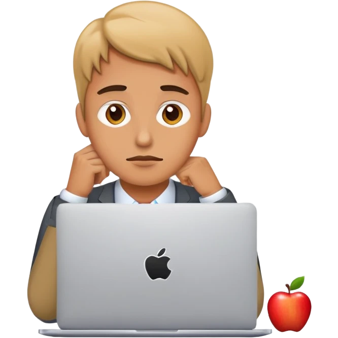tired employee at an Apple laptop emoji
