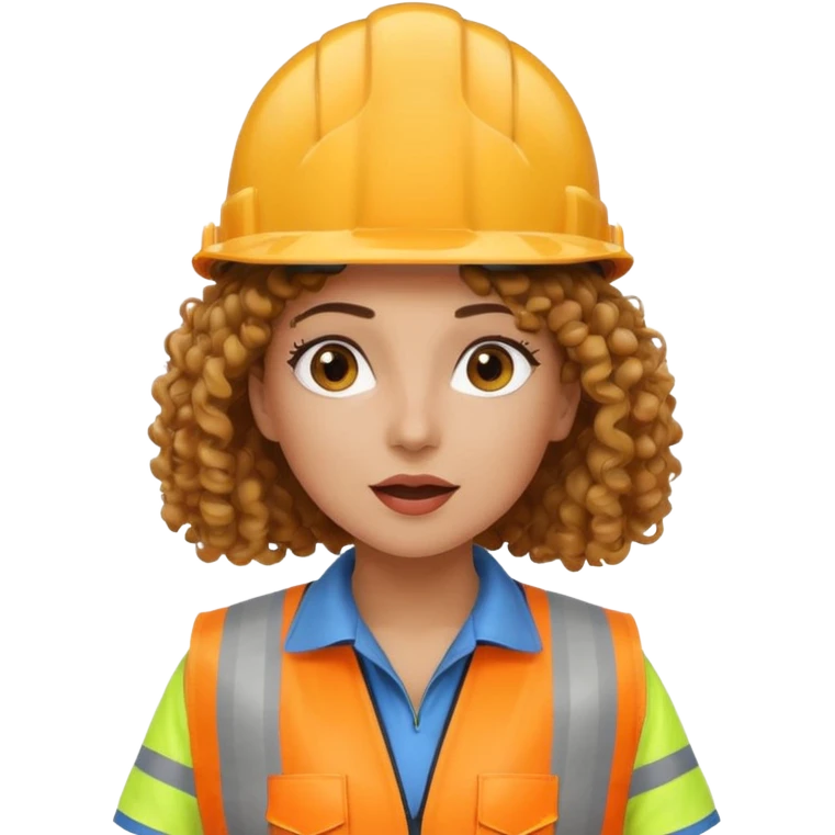surprised construction worker curly haired woman wearing ppe emoji