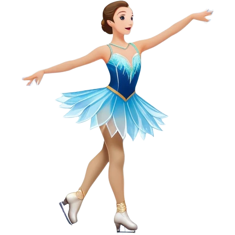 An icon of a theatrical ice show with close-up costumed figure skater performing a dramatic scene on a glowing ice stage. Spotlights, colorful scenery, and a cheering audience in a grand arena convey the magic and artistry of the ice performance. Transparent background included. emoji