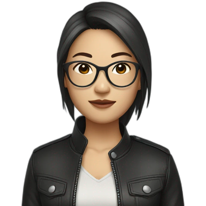 Asian girl in glasses and leather jacket emoji