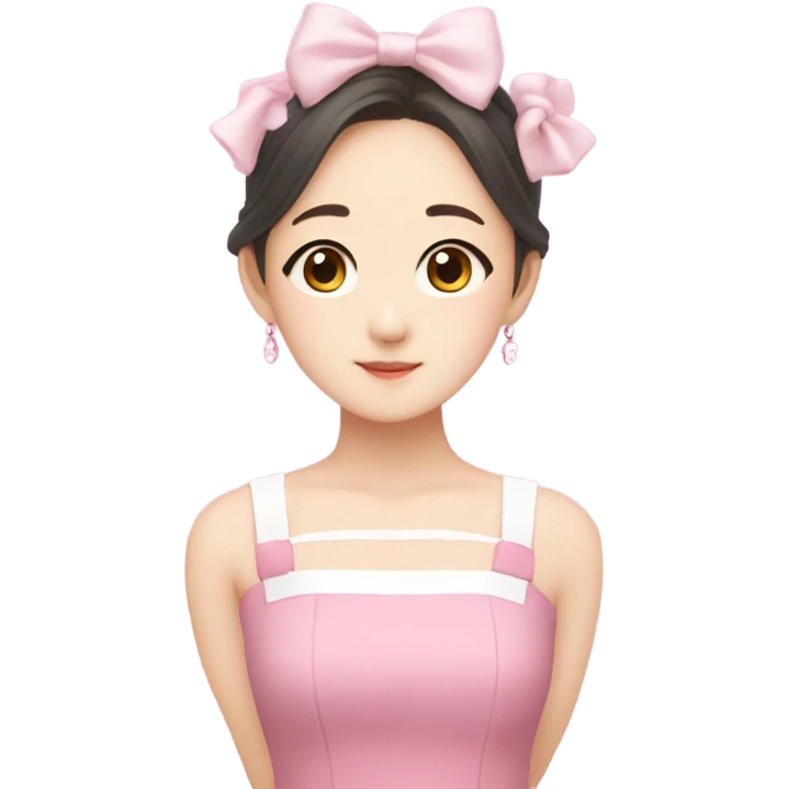 Jang Wonyoung asian kpop cute white girl wearing pink dress  emoji