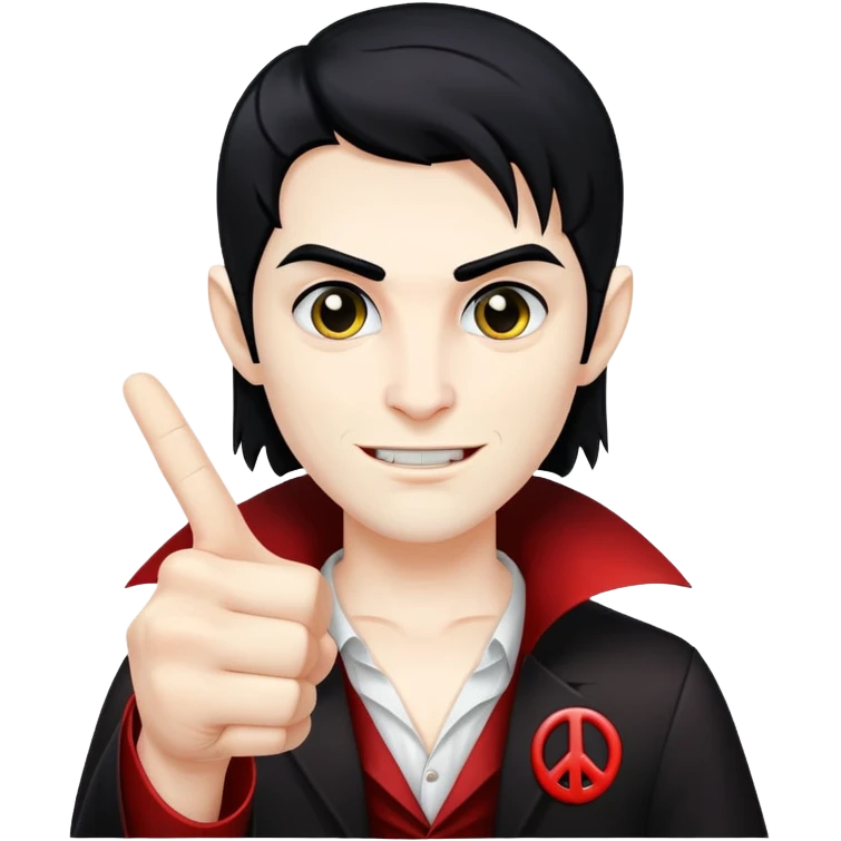 A black Vampire holding up the peace sign with thumb up as well  emoji