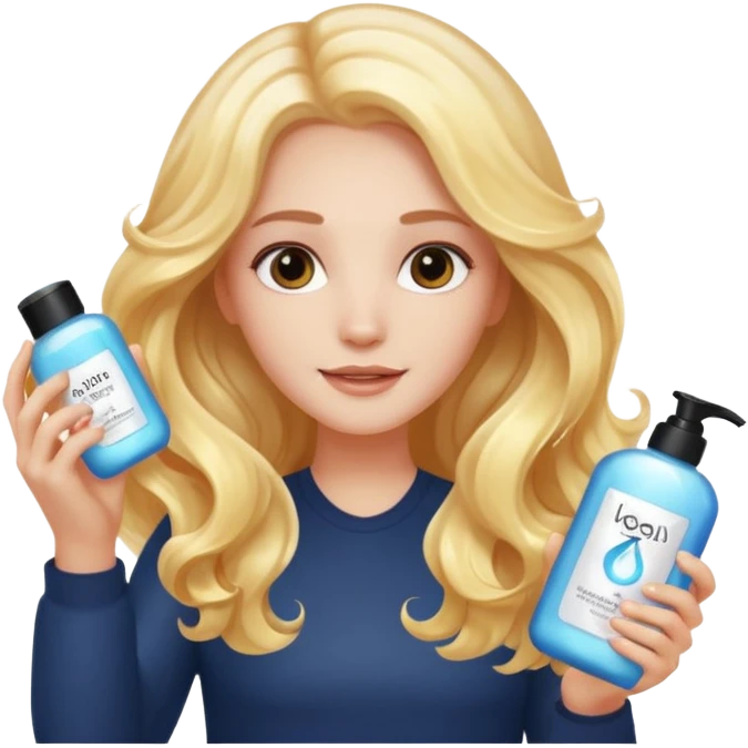 menina branca com cabelos longos ondulados cuidando dos cabelos e brilho ao redor emoji