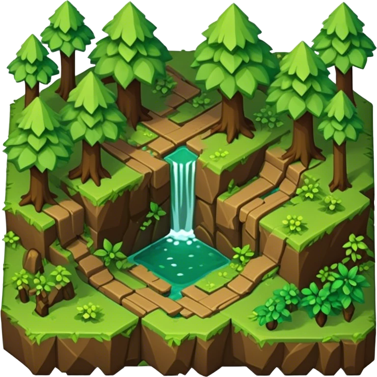 StarCraft-inspired, isometric RTS rugged terrain tile forest emoji
