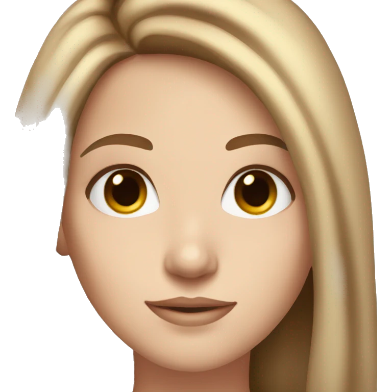white girl, long light brown hair, brown eyes, beautiful emoji