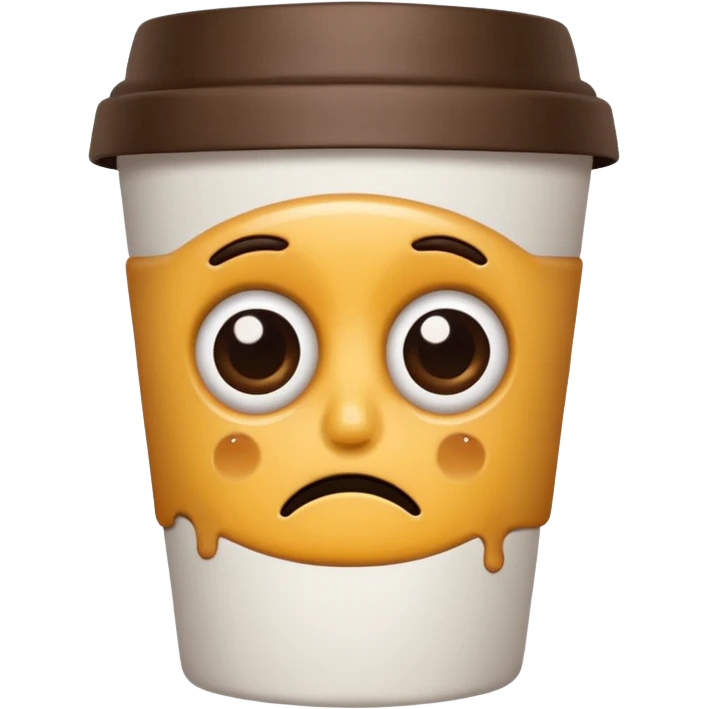 Create an emoji of a coffee cup ☕ with dark circles under its eyes, looking more tired than the drinker. emoji
