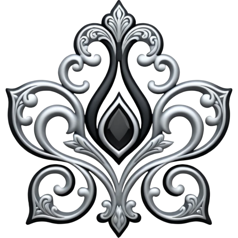 Black and silver filigree design, 3D, extremely detailed design emoji