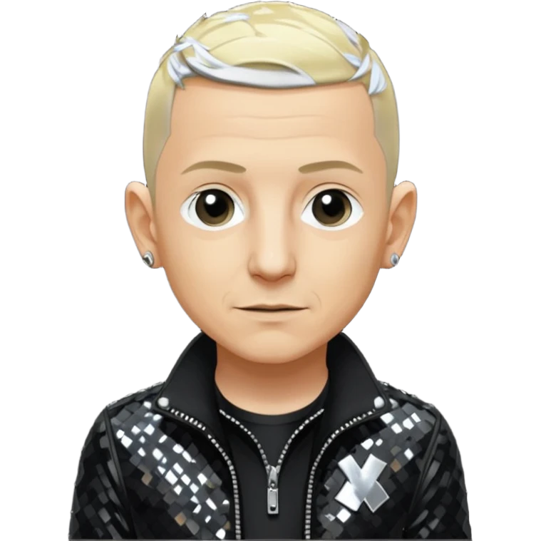 Chester Bennington from Linkin Park with blonde hair, black sequin outfit emoji