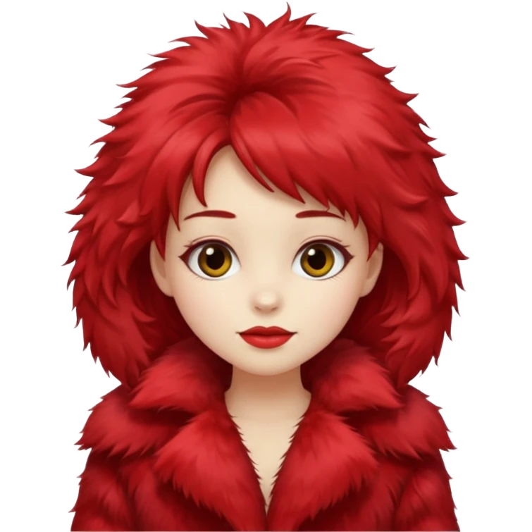 Girl in red fur coat emoji
