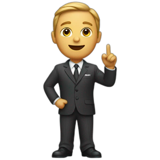 Man raising hand in suit emoji