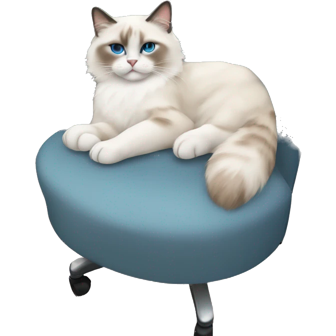 ragdoll cat sleeping on an office chair emoji