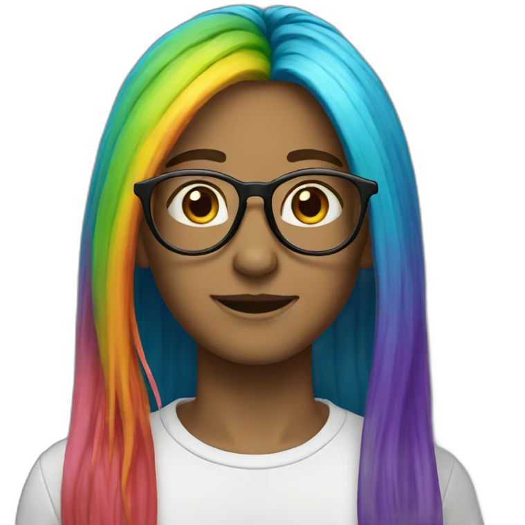 long rainbow hair glasses emoji