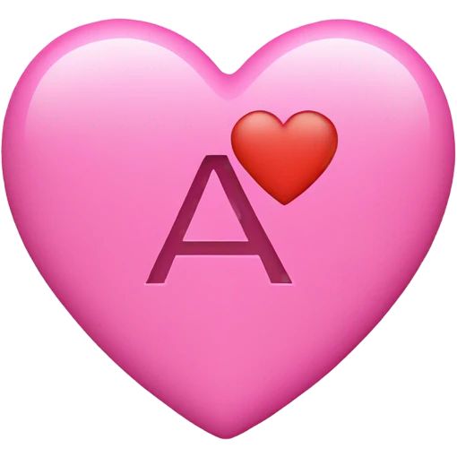 a pink heart with the letters A and C  emoji