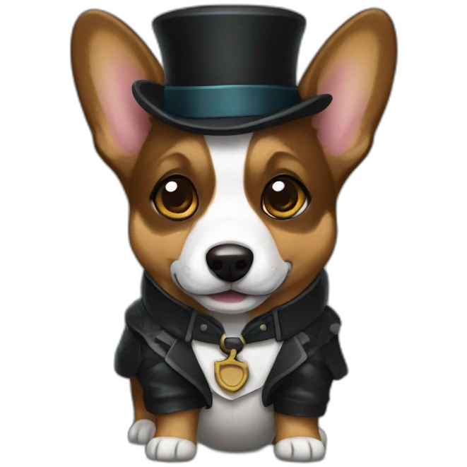 Black corgi wearing Sherlock holmes costume emoji