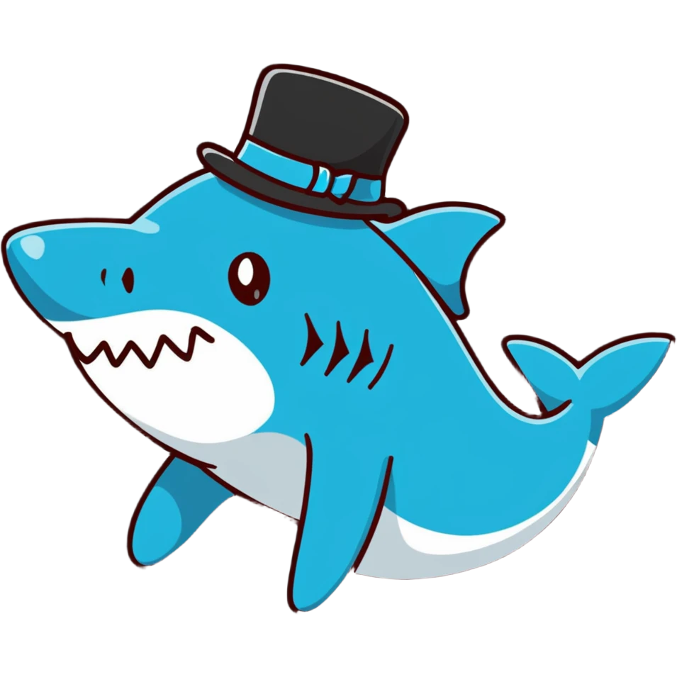 Shark with a top hat emoji
