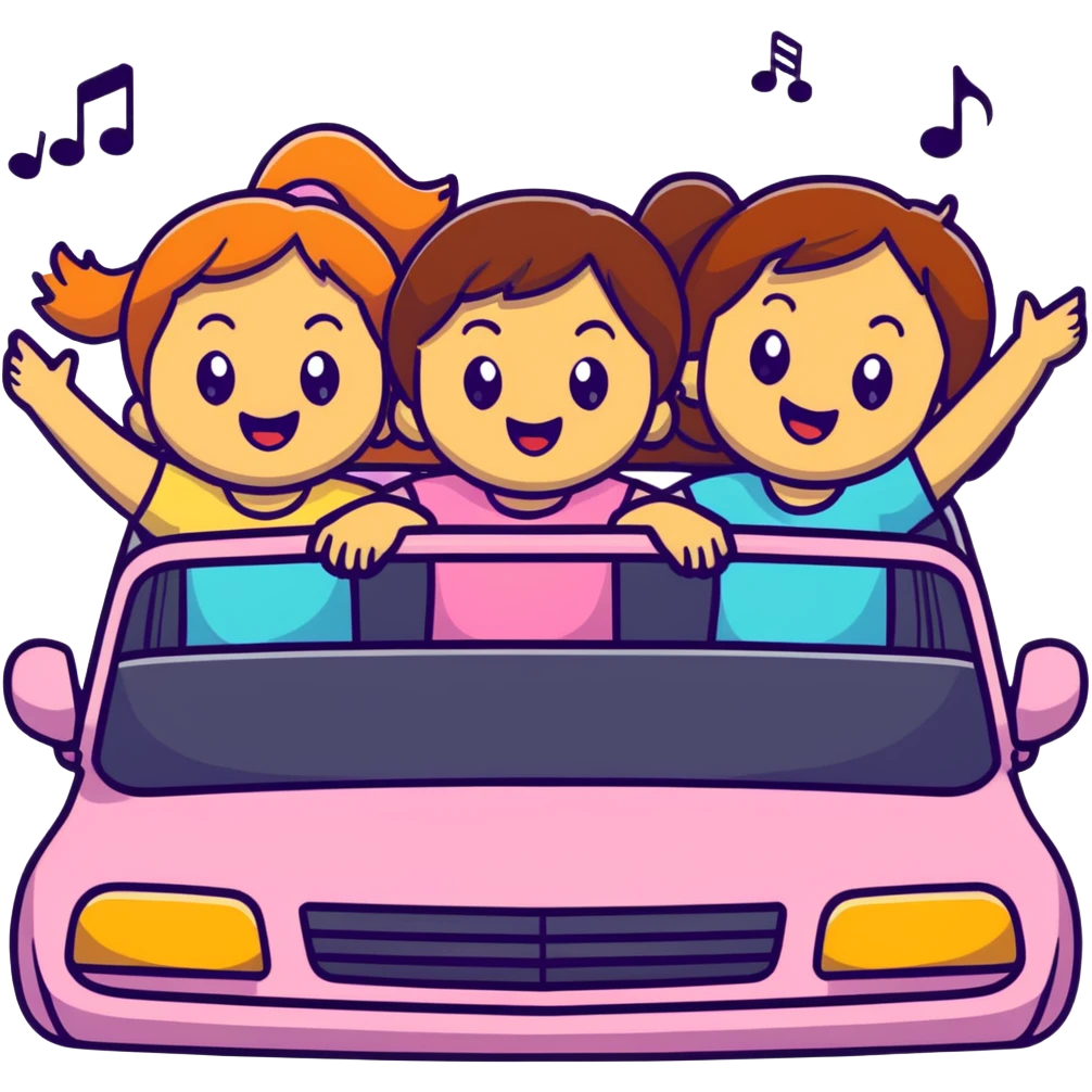 3 girls singing in a car emoji