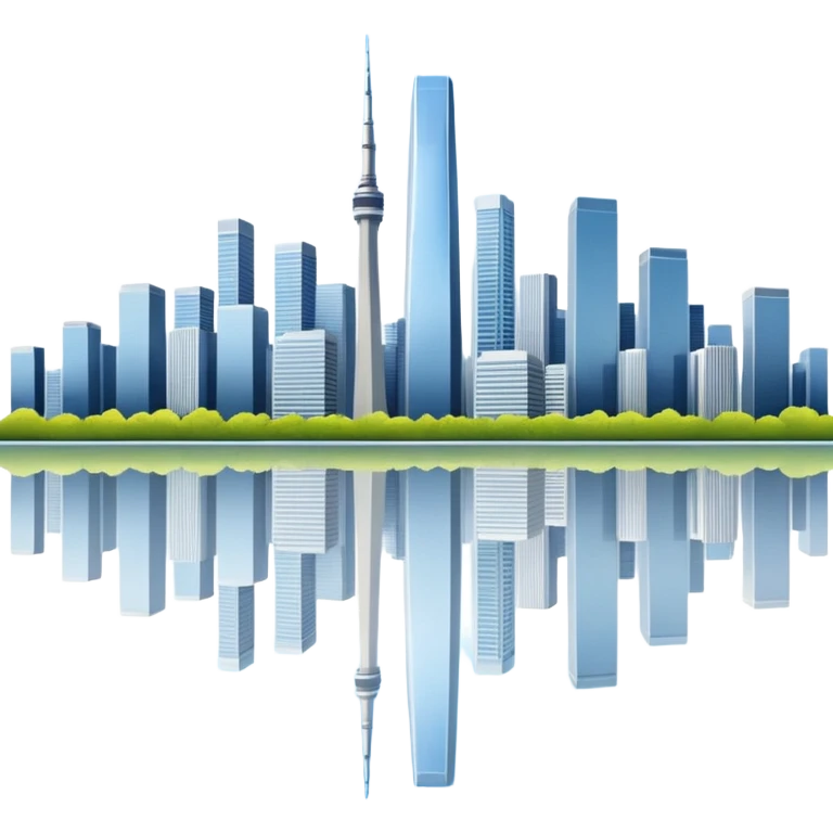 Create a tokyo skyline with a mirror image of the san francisco skyline below it.  emoji