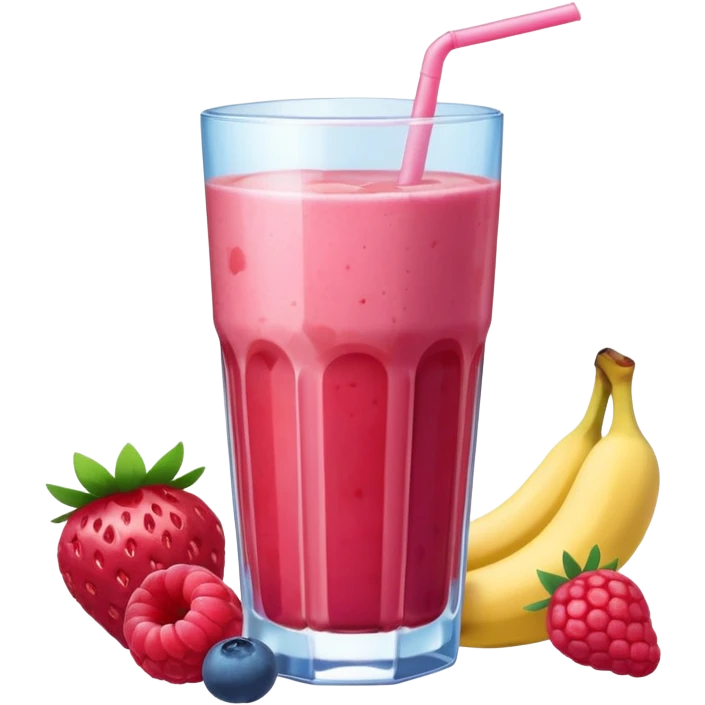 Juice contains: Strawberry Yoghurt, Blueberries, Apple Juice, Raspberries, Banana & Ice. In 3D. Aesthetic emoji