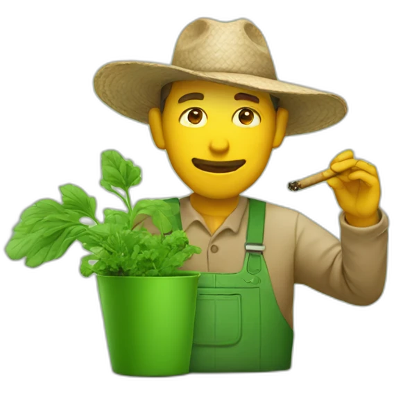 farmer smoking on some green stuff emoji