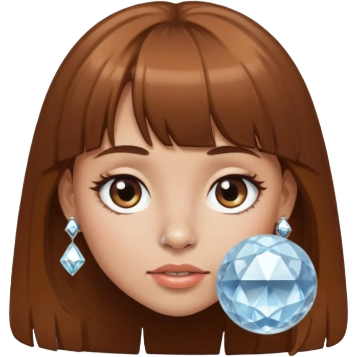 i want an emoji of a girl, with brown bangs and long hair and a diamond ball piercing on the nose emoji