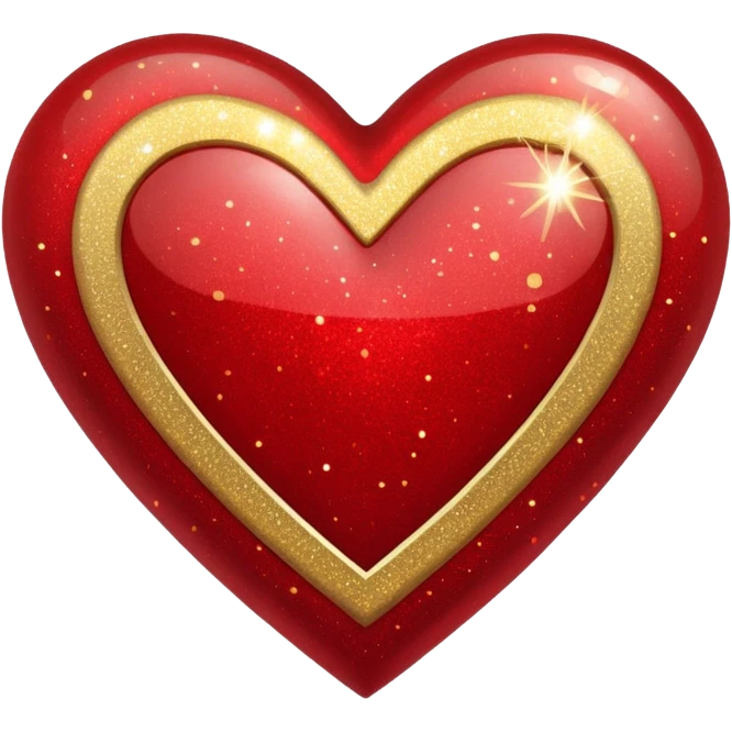glitter heart with gold sparkles emoji