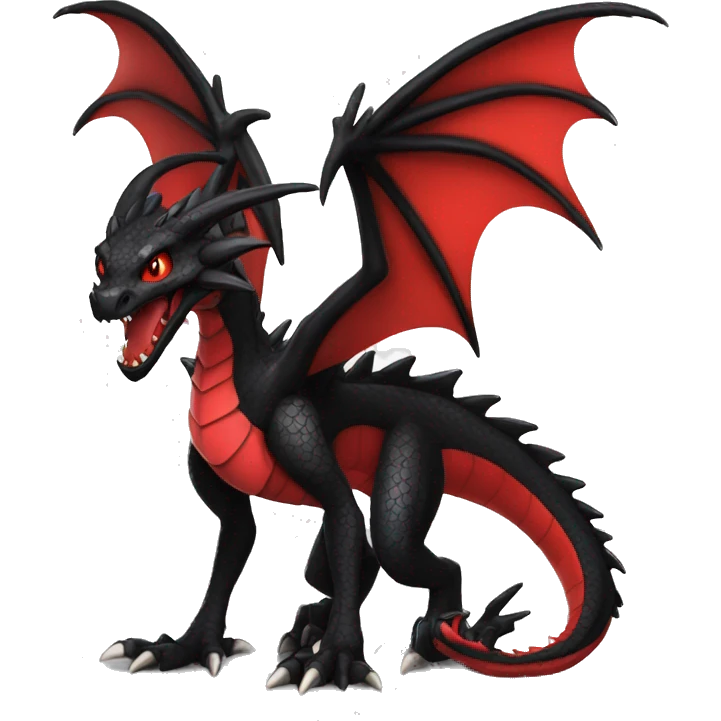 cool edgy black and red Dark-type dragon Pokémon full body emoji