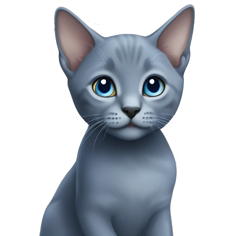 Russian blue kitten with blue eyes emoji