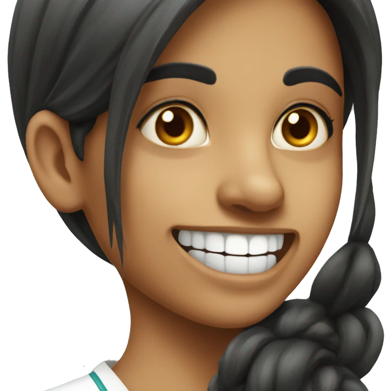 Long dark hair Indian girl dentist emoji