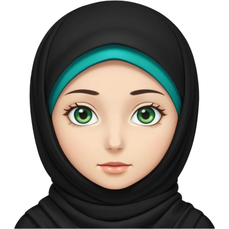 a girl wearing a black hijab and has green and blue eyes emoji