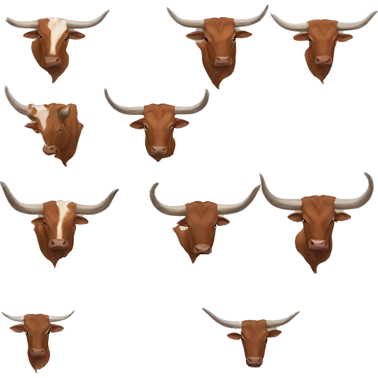 bull, Texas Longhorn, brindle, long long long long horns, full body emoji