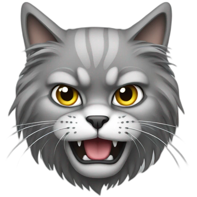 Angry Long Hair cat gray emoji