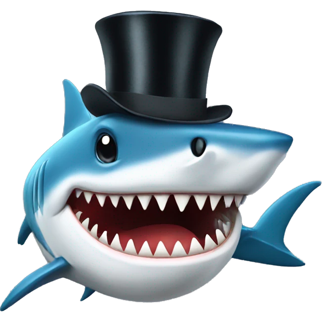 Shark with a top hat emoji